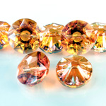 Chinese Cut Crystal Bead Button - Foiled Round 20MM FIRE OPAL