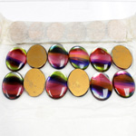 German Glass Low Dome Foiled Cabochon Oval 25x18MM Stained Glass