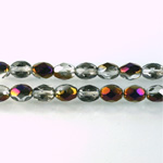 Czech Glass Fire Polish Bead - Oval 07x5MM 1/2 Coated ZAIRIT