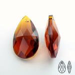 Chinese Cut Crystal Pendant - Pear 28x17MM BROWN