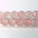 Czech Glass Fire Polish Bead - Round 10MM STRIPED PINK