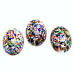 Glass Medium Dome Lampwork Cabochon - Oval 18x13MM MOSAIC WHITE (04660)