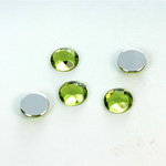 Plastic Flat Back Foiled Rose Cut Rhinestone - Round 09MM OLIVINE