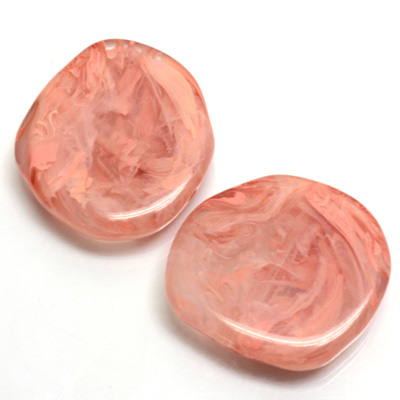 Plastic  Bead - Mixed Color Smooth Flat Abstract 25MM PEACH QUARTZ