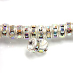 Czech Rhinestone Rondelle - Round Wavy 05MM CRYSTAL AB-SILVER