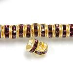 Czech Rhinestone Rondelle - Round Wavy 05MM AMETHYST-GOLD