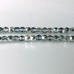 Czech Glass Fire Polish Bead - Round 04MM 1/2 Coated BERMUDA BLUE