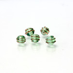 Czech Glass Lampwork Bead - Round 06MM COPPER WRAP PERIDOT