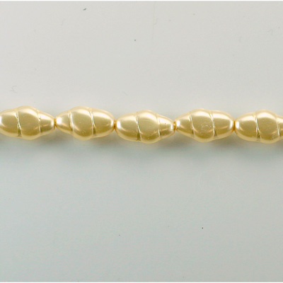 Czech Glass Pearl Bead - Baroque Oblong 13x7 CREME 70414
