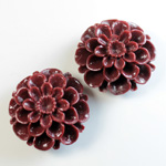 Plastic No-Hole Flower - 4 Layer  25MM BURGUNDY