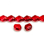 Czech Pressed Glass Bead - Oval Cross Baroque 09x8MM RUBY