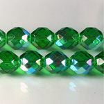 Czech Glass Fire Polish Bead - Round 12MM EMERALD AB