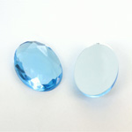 Plastic Flat Back Foiled Rauten Rose Rhinestone - Oval 25x18MM LT SAPPHIRE