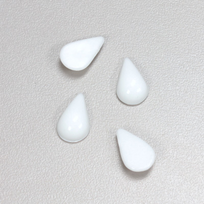 Plastic Flat Back Opaque Cabochon - Pear 13x8.5mm CHALKWHITE
