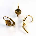 Brass Earwire 17MM Leverback with 2 Prong Pad with no Loop