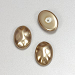 Glass Cabochon Baroque Top Pearl Dipped - Oval 18x13MM LT BROWN