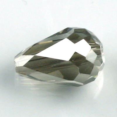 Chinese Cut Crystal Bead - Pear 12x8MM GREY