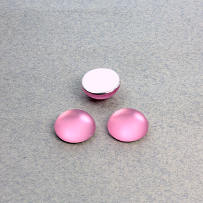 Plastic Flat Back Foiled Cabochon - Round 11MM MATTE ROSE