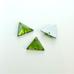 Plastic Flat Back 2-Hole Foiled Sew-On Stone - Triangle 13x13MM OLIVINE