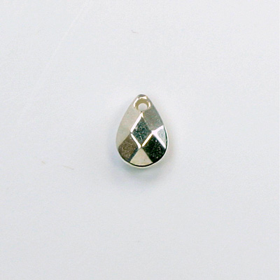 Metalized Plastic Pendant- Faceted Drop 10x7MM SILVER