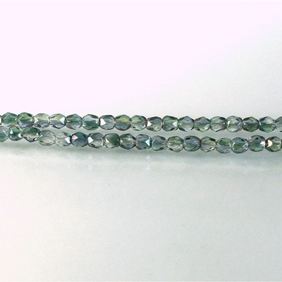 Czech Glass Fire Polish Bead - Round 03MM DK GREEN-GREEN 91003