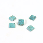 Glass Low Dome Buff Top Cabochon - Lampwork Square 06x6MM TURQUOISE MATRIX