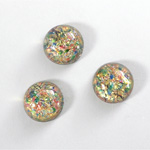 Glass Medium Dome Lampwork Cabochon - Round 13MM RED MULTI OPAL (02421)