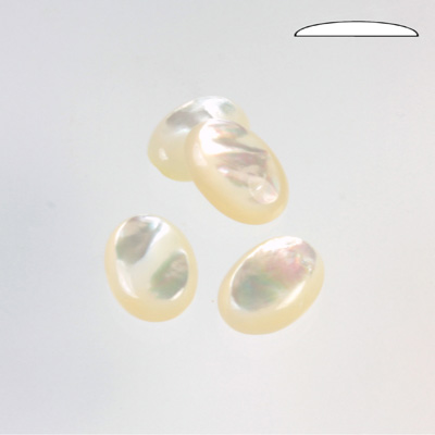 Shell Flat Back Cabochon - Oval 14x10MM WHITE MOP