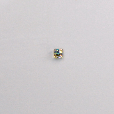 Czech Glass Flat Back Rose Cut Stone - Square 03x3MM CRYSTAL AB Foiled