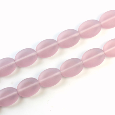 Czech Pressed Glass Bead - Flat Oval 12x9MM MATTE LT AMETHYST