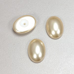 Glass Medium Dome Pearl Dipped Cabochon - Oval 18x13MM CREME