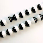 Czech Pressed Glass Bead - Smooth Round 08MM WHITE-BLACK