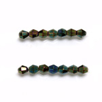 Czech Glass Fire Polished Bead - Bicone 04MM IRIS GREEN