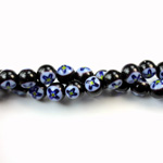 Glass Millefiori Bead - Round 06MM BLACK WHITE BLUE (32)