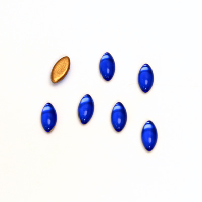 Glass Medium Dome Foiled Cabochon - Navette 08x4MM SAPPHIRE