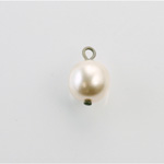 Czech Glass Pearl Bead with 1 Brass Loop - Round 10MM WHITE