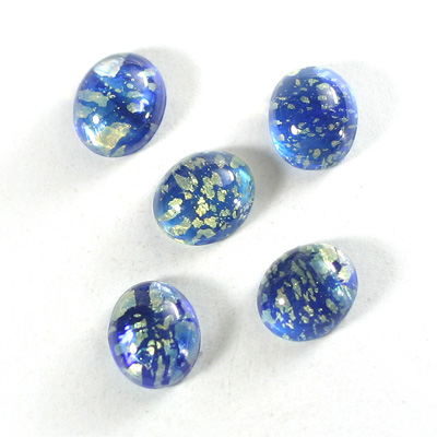 Glass Medium Dome Lampwork Cabochon - Oval 12x10MM COLOR OPAL BLUE (0396)