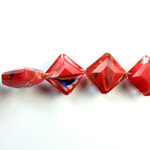 Chinese Cut Crystal Millefiori Bead - Diamond 16MM RED