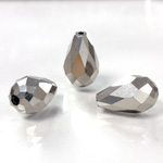 Chinese Cut Crystal Bead - Pear 13x10MM SILVER METALLIC