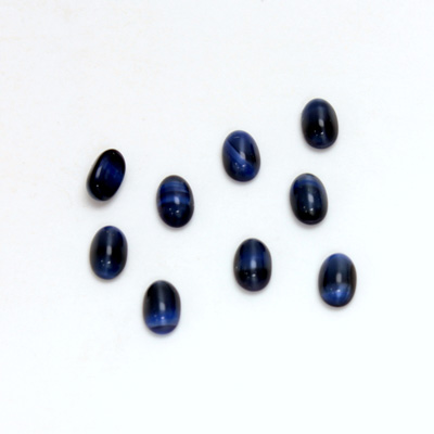 Glass Medium Dome Cabochon - Oval 06x4MM TIGEREYE BLUE