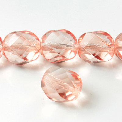 Czech Glass Fire Polished Bead - Twisted 14MM COATED ROSALINE