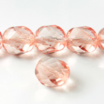 Czech Glass Fire Polished Bead - Twisted 14MM COATED ROSALINE