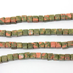 Gemstone Bead - Cube Smooth 06x6MM EPIDOTE