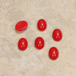 Glass Medium Dome Opaque Cabochon - Oval 08x6MM CHERRY RED