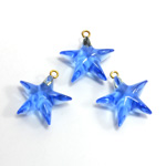 Plastic Pendant - Star with Brass Loop 13MM LT SAPPHIRE