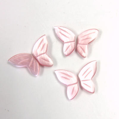 Fiber-Optic Flat Back Stone - Butterfly Wings 15.5x10MM CATS EYE LIGHT PINK