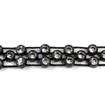 Plastic Rhinestone Banding Alternating Three Row SS13 CRYSTAL-BLACK