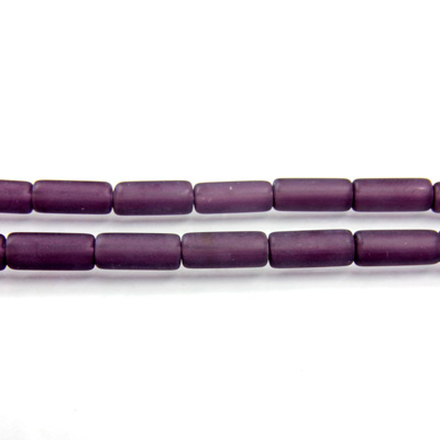 Glass Pressed Bead - Smooth Tube 10x4MM MATTE AMETHYST