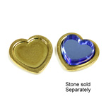 Raw Brass Stamped Setting - Heart with 8mm Recess RAW