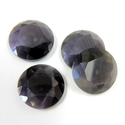 Fiber-Optic Flat Back Stone with Faceted Top and Table - Round 15MM CAT'S EYE GREY